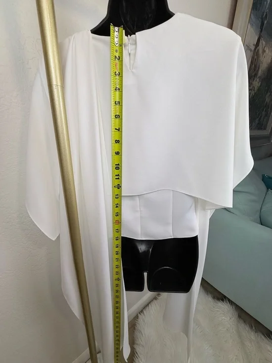 A.W.A.K.E. MODE White Roman Greek Asymmetric Draped Scarf Top - Picture 9 of 16